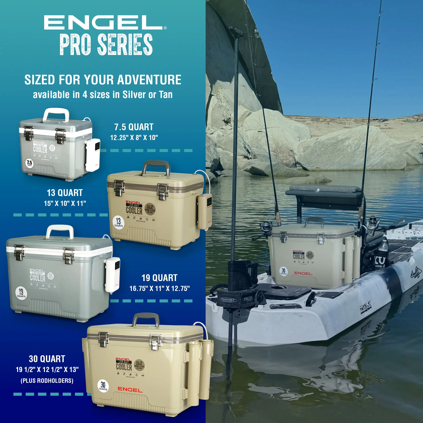 Engel 19Qt Live bait Pro Cooler with AP3 Rechargeable Aerator & Stainless Hardware - Image 4